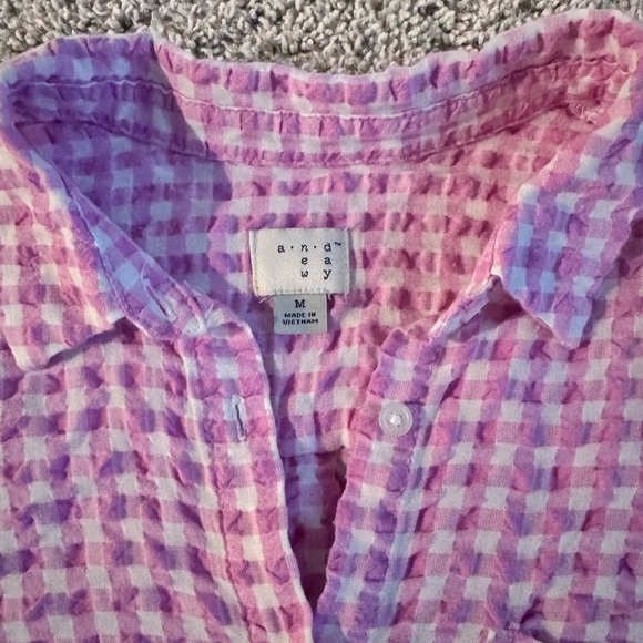 Womens A New Day Plaid Button-Up Shirt Pink White gingham Check Size Medium - Picture 5 of 7